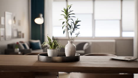 houseplant-with-white-flowerpot-on-wooden-table